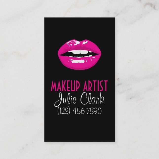 Pink Lips Makeup Artist Business Card Visitenkarte (Vorderseite)