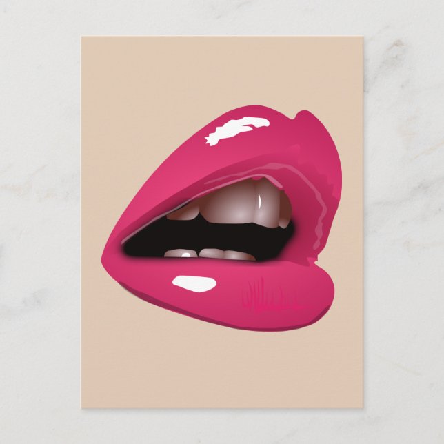 PINK LIPS MOUTH KISS POSTKARTE (Vorderseite)