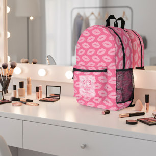 Pink Lipstick Lippen Custom Makeup Artist Backpack Bedruckter Rucksack