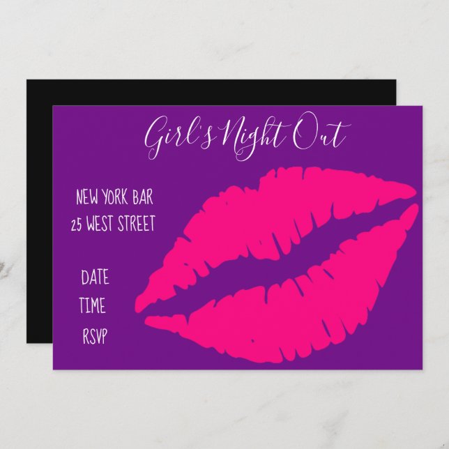 Pink Lipstick lustiges Girl's night out Party Einladung (Vorne/Hinten)