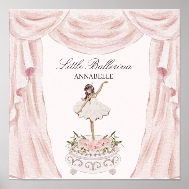 Pink Little Ballerina Baby Dusche oder Geburtstag Poster (Vorne)