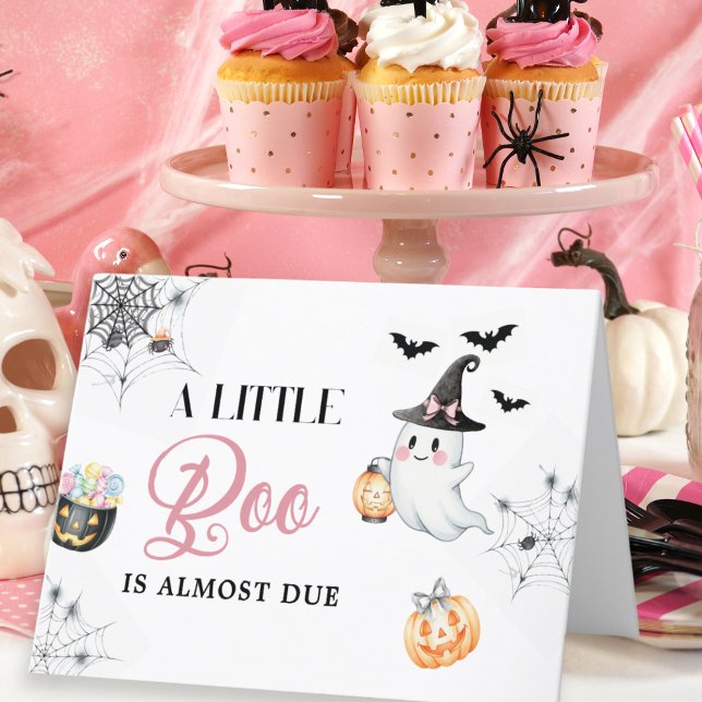 Pink Little Boo Baby Dusche Niedlich Ghost Pumpkin Dankeskarte (Von Creator hochgeladen)