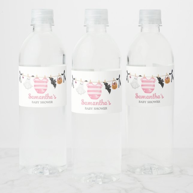 Pink Little Boo Baby Dusche Wasserflaschenetikett (Flaschen)
