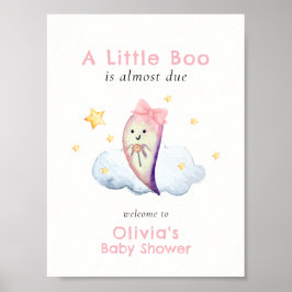 Pink Little Boo Bow Ghost Baby Dusche Willkommen Poster