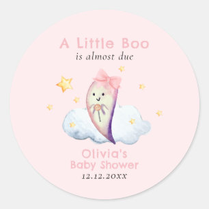 Pink Little Boo Bow Ghost Girl Babydusche Runder Aufkleber