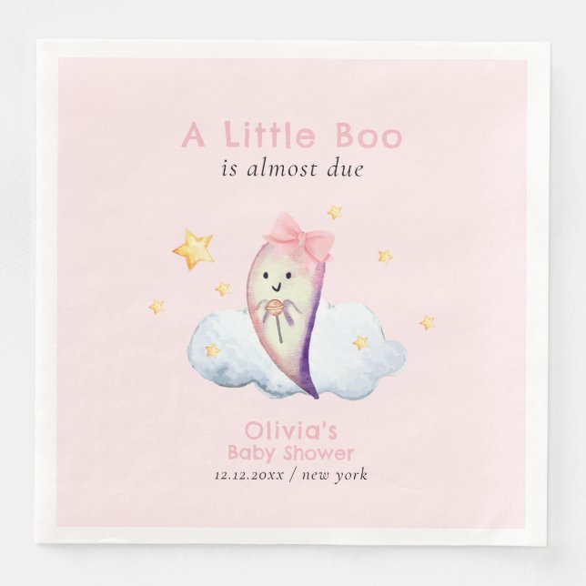 Pink Little Boo Bow Ghost Girl Babydusche Serviette (Vorderseite)