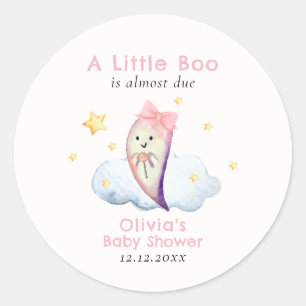 Pink Little Boo Bow Ghost Halloween Kinderdusche Runder Aufkleber