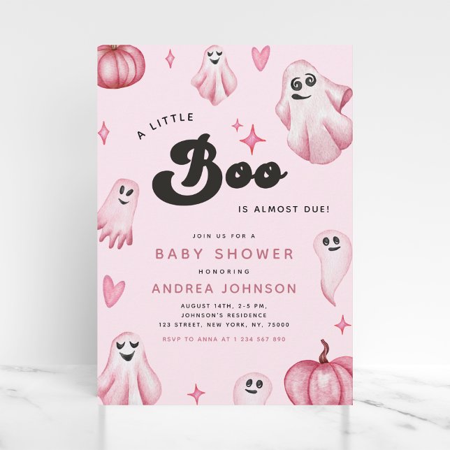 Pink Little Boo Ghost Baby Dusche einladen Einladung (Von Creator hochgeladen)