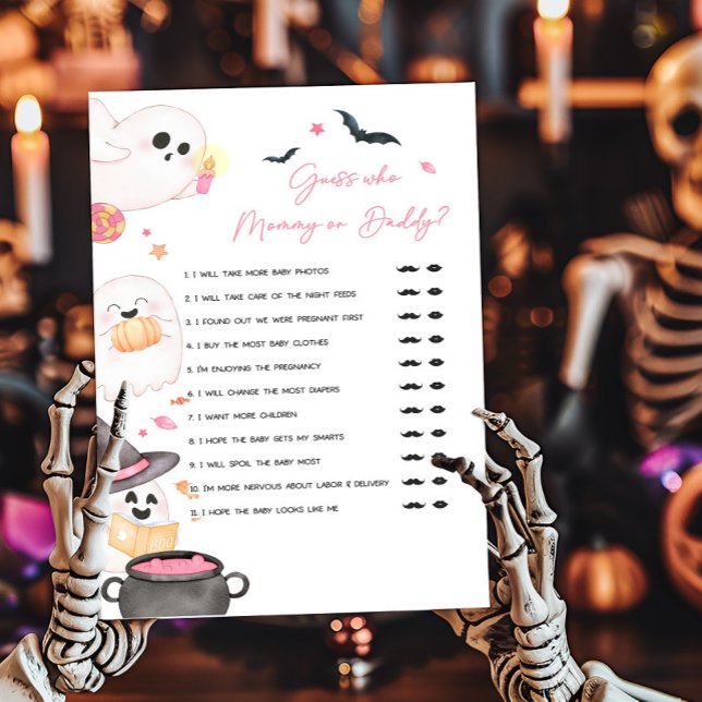 Pink Little Boo Guess, wer Mama oder Daddy Game (Pink Little Boo Baby Shower Guess who Mommy or Daddy Game)