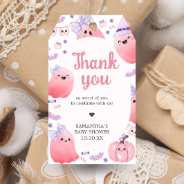 Pink Little Boo Halloween Baby Shower Fevor Tags Geschenkanhänger