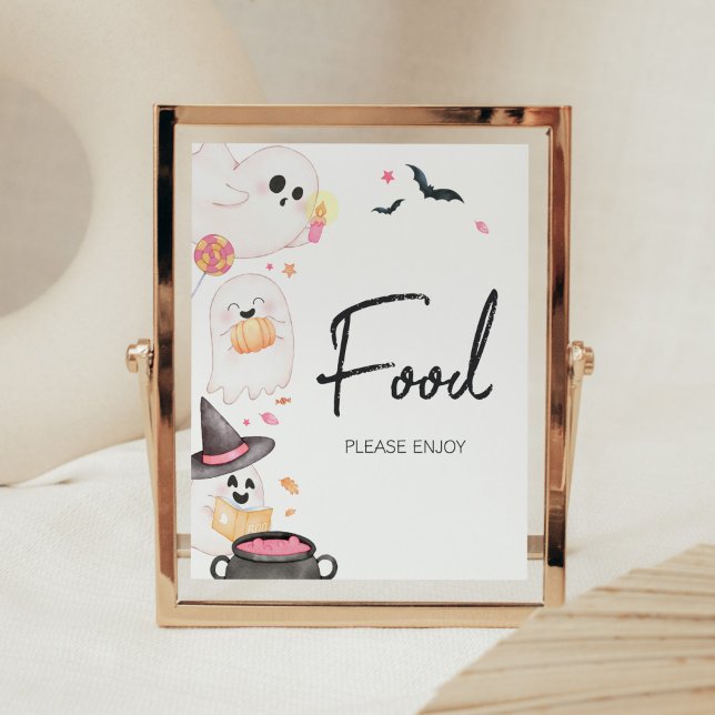 Pink Little Boo Halloween Baby Showfood Poster (Pink Little Boo Baby Shower Food Sign)