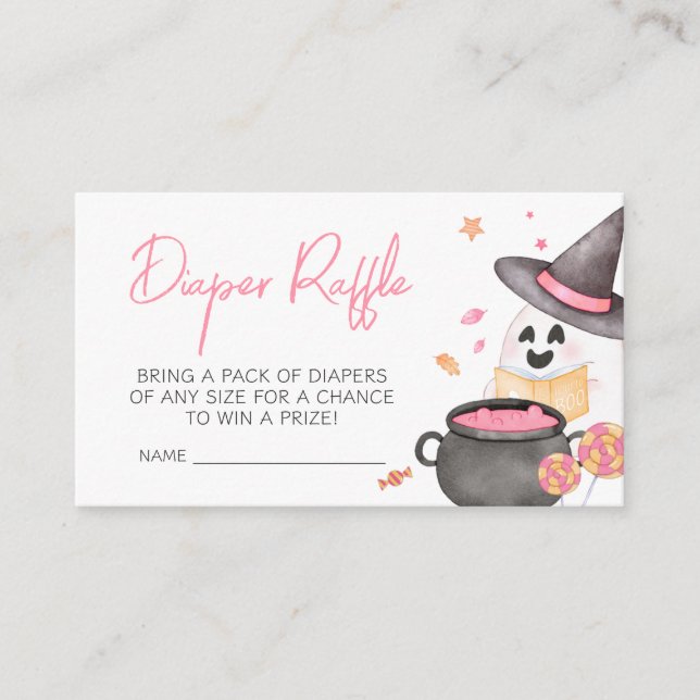 Pink Little Boo Halloween Diaper Raffle Begleitkarte (Vorderseite)