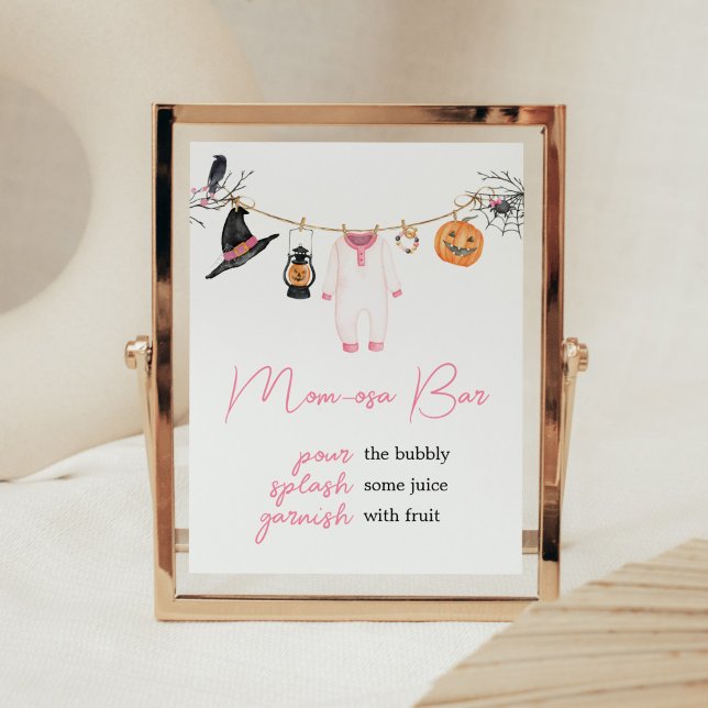 Pink Little Boo Halloween Kinderdusche Mama Osa Ba Poster (Halloween Baby Clothes Baby Shower Mom Osa Bar Sign)