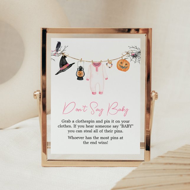 Pink Little Boo Halloween Sage kein Baby Poster (Halloween Baby Clothes Baby Shower Don't Say Baby Sign)