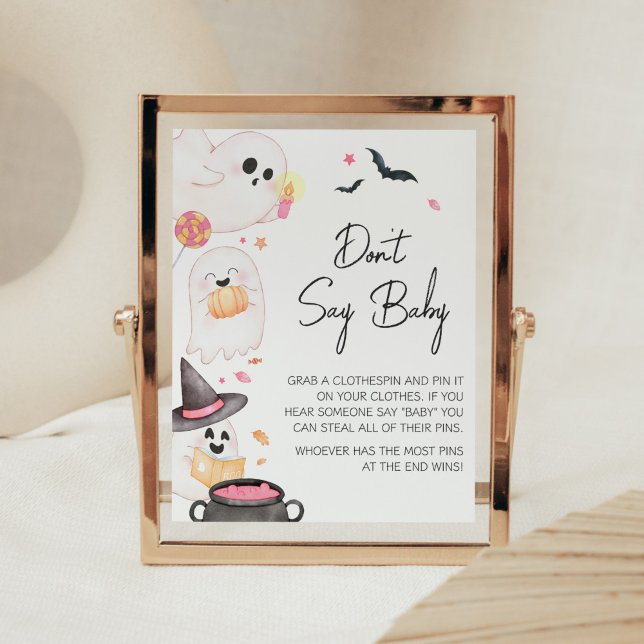 Pink Little Boo Halloween Sage kein Baby Poster (Pink Little Boo Baby Shower Don't Say Baby Sign)