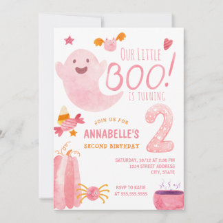Pink Little Boo Turning Two Halloween 2. Geburtsta Einladung
