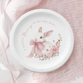Pink Little Bunny Baby Shower Pappteller