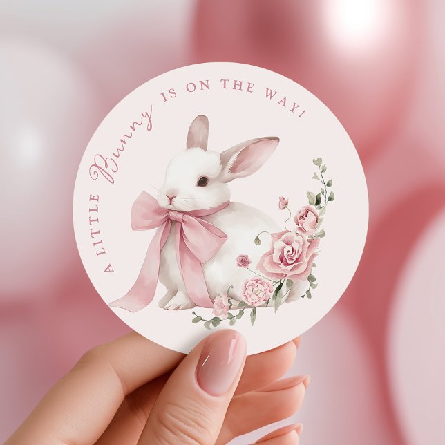 Pink Little Bunny Baby Shower Stickers (Von Creator hochgeladen)