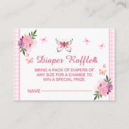 Pink Little Butterfly Baby Shower Diaper Raffle  Begleitkarte