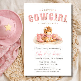 Pink Little Cowgirl Watercolor Baby Shower Flyer