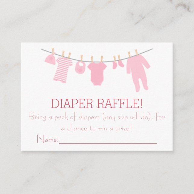 Pink Little Kleidung Diaper Raffle Tickets Begleitkarte (Vorderseite)