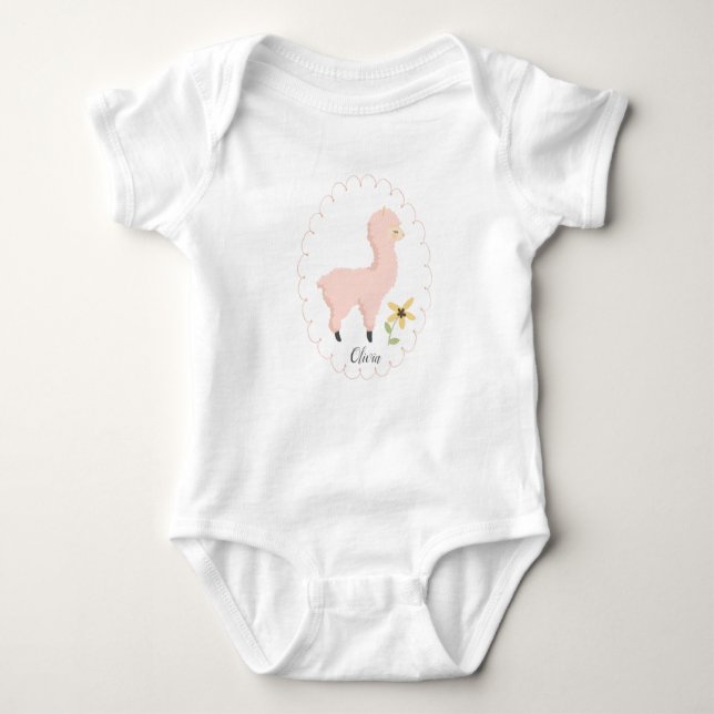 Pink Little Llama Baby Bodysuit Baby Strampler (Vorderseite)