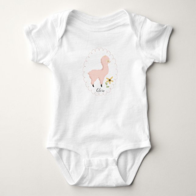 Pink Little Llama Baby Bodysuit Strampler (Vorderseite)