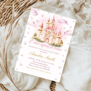 Pink Little Princess Royal Castle Babydusche Einladung