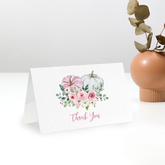 Pink Little Pumpkin Baby Dusche Dankeskarte (Von Creator hochgeladen)