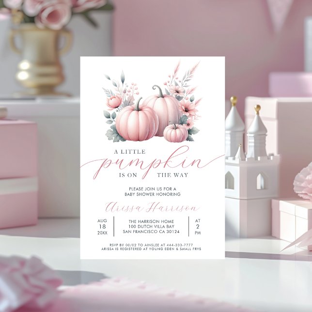 Pink Little Pumpkin Baby Dusche Einladung (Von Creator hochgeladen)