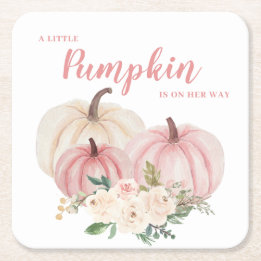 Pink Little Pumpkin Baby Dusche Rechteckiger Pappuntersetzer