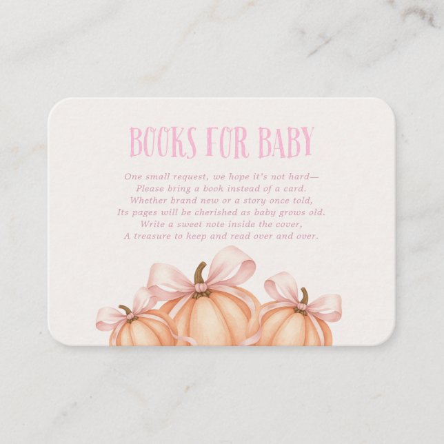 Pink Little Pumpkin Books for Baby card Visitenkarte (Vorderseite)