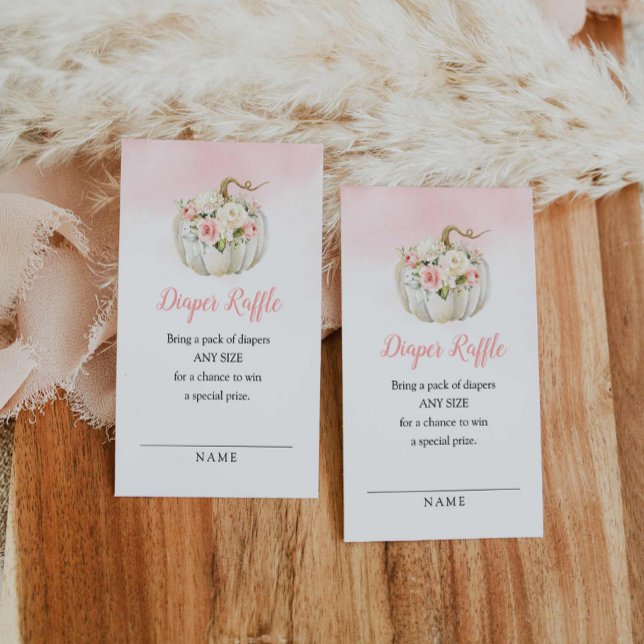 Pink Little Pumpkin Diaper Raffle Ticket Begleitkarte (Elegant Girl Pumpkin Diaper Raffle Ticket)