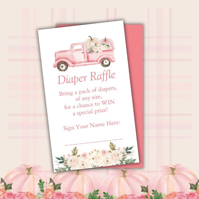 Pink Little Pumpkin Diaper Raffle Ticket Begleitkarte (Von Creator hochgeladen)