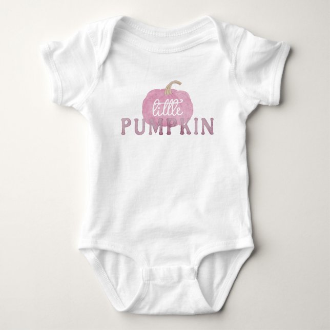 Pink Little Pumpkin Fall Baby Bodysuit Strampler (Vorderseite)