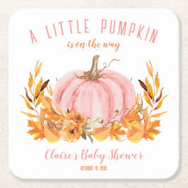 Pink Little Pumpkin Fall Girl Babydusche Rechteckiger Pappuntersetzer