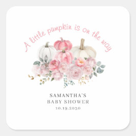 Pink Little Pumpkin Girl Babydusche Quadratischer Aufkleber