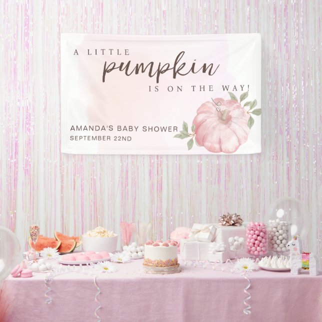 Pink Little Pumpkin Herbst Babydusche Banner (Party)