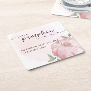 Pink Little Pumpkin Herbst Babydusche Rechteckiger Pappuntersetzer