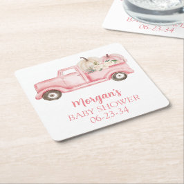 Pink Little Pumpkin Niedlich Baby Dusche Rechteckiger Pappuntersetzer