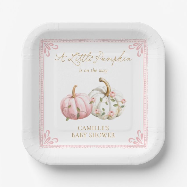 Pink Little Pumpkin Party Plates Pappteller (Vorderseite)