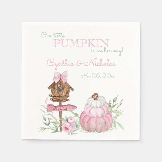 Pink Little Pumpkin Patch Girl Baby Dusche Serviette (Vorderseite)