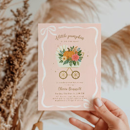 Pink Little Pumpkin Stroller Girl Baby Shower Einladung