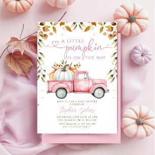 Pink Little Pumpkin Truck Herbstmädchen Kinderdusc Einladung