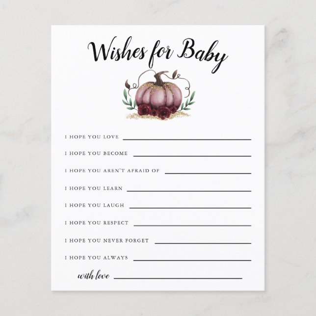 Pink Little Pumpkin wünscht sich eine Babykarte (Vorderseite)