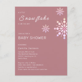 Pink Little Snowflake Winter Baby Dusche für Mädch Postkarte