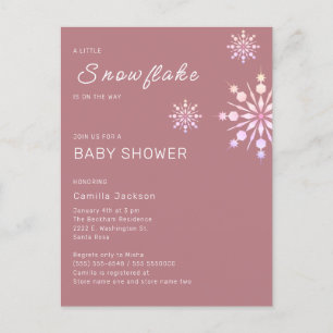 Pink Little Snowflake Winter Baby Dusche für Mädch Postkarte