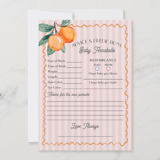 Pink Little Süsse Citrus Duschbeilage für Baby Einladung (Vorderseite)