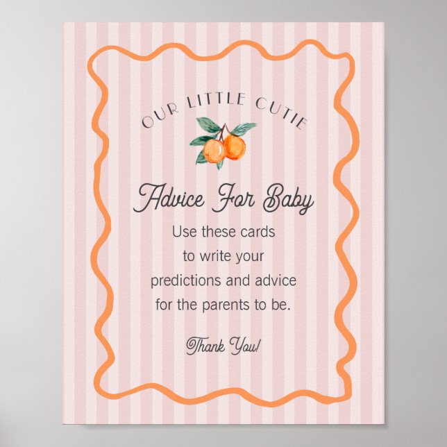 Pink Little Süsse Citrus Duschbeilage für Baby Poster (Vorne)