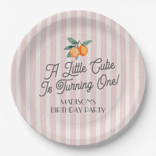 Pink Little Süsse Pastel Citrus Geburtstagsparty Pappteller